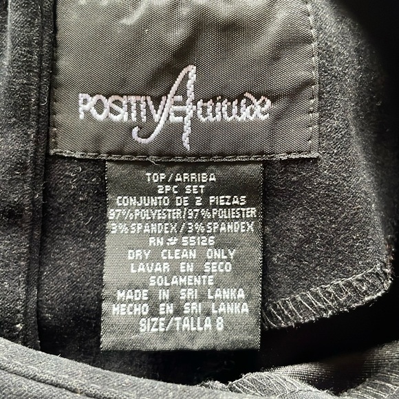 2 Pc Pantsuit Edgy Black Sueded Fabric Button Back 90’s Positive Attitude Size 8 - Picture 10 of 12